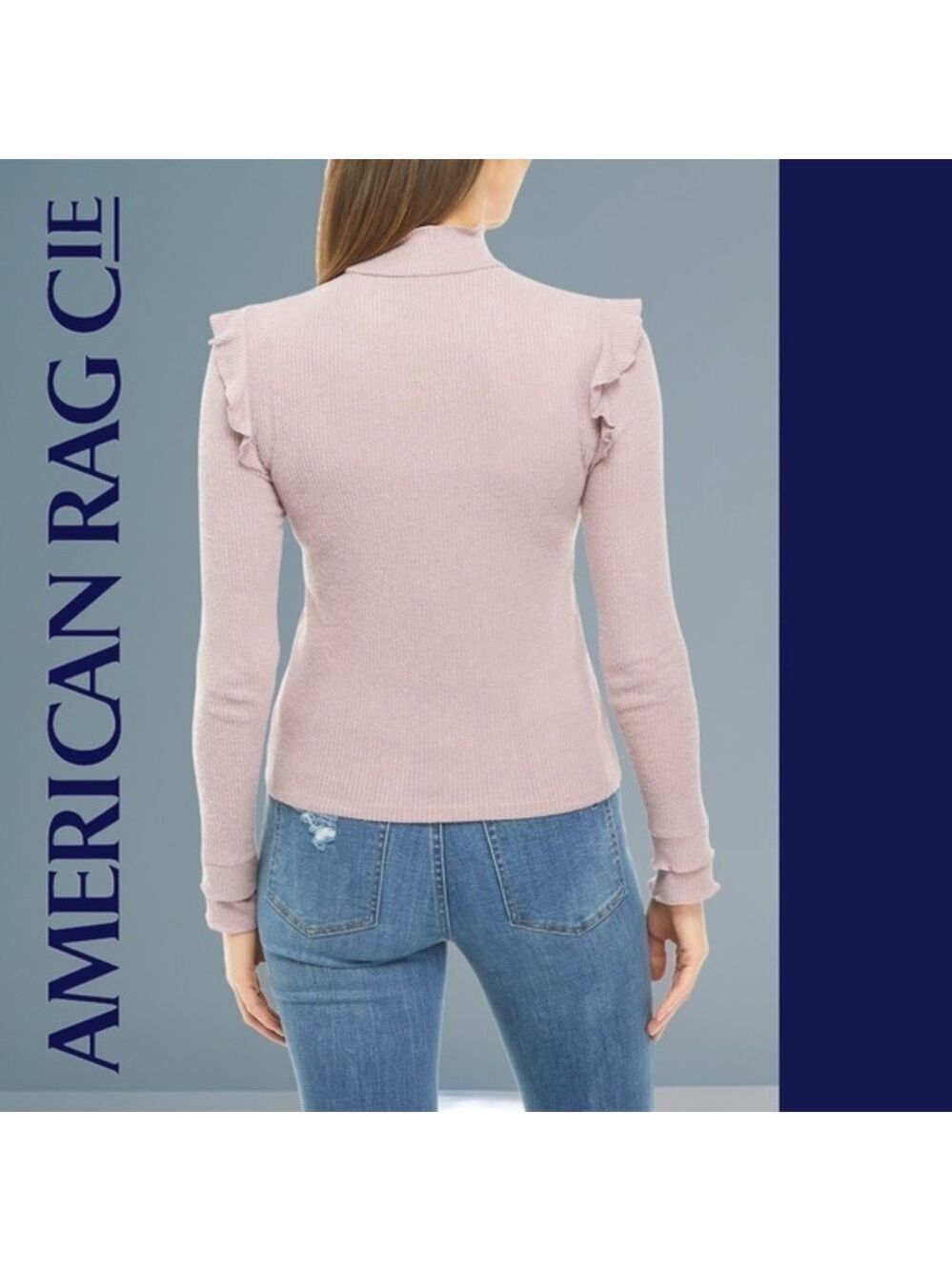 AMERICAN Rag Ribbed Long Sleeve Lettuce-Edge Top - Picture 3 of 14
